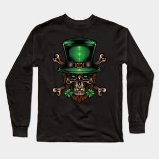 Leprechaun Skull Long Sleeve T-Shirt